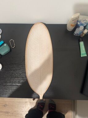 Decorative Cream Leaf Tray - Home Accents
